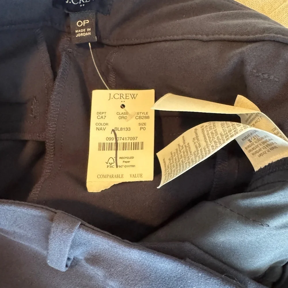 J.Crew Factory Petite Slim Fit Trouser Pant Size 0 Navy